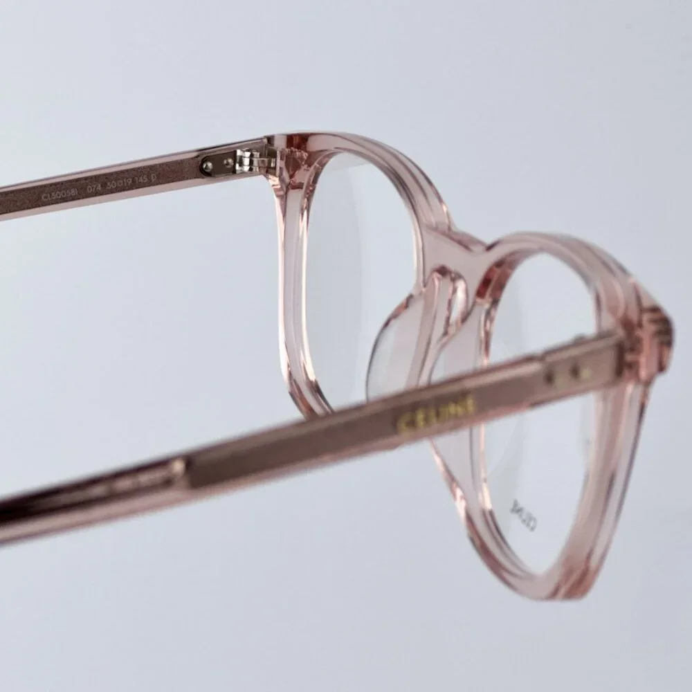 Celine THIN Women BRAND NEW Eyeglasses Shiny Rose Demo Square CL50058I 074